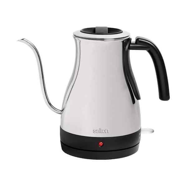 Salton 4Cup Gooseneck Black Stainless Steel Electric Kettle with