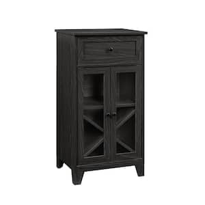 Graphite Wood and Glass Classic Bar Cabinet with Bottle Storage