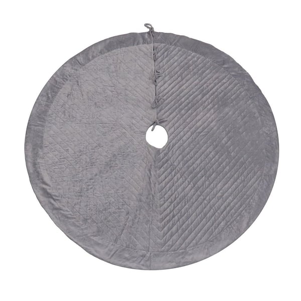 60 in. HGTV Home Collection Quilted Velvet Tree Skirt Silver