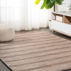 Bo Modern Farmhouse Brown/Natural 5 ft. x 8 ft. Wide Stripe Indoor/Outdoor Area Rug