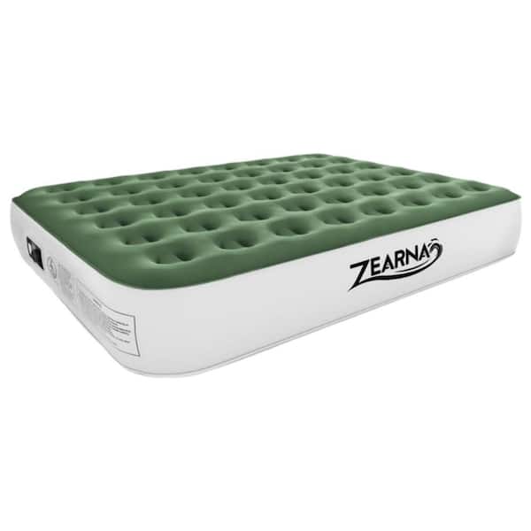 Angel Sar 13 in. Green Queen Air Mattress with Built-in Pump, Self Inflatable Bed for Camping, Guests, Home and Portable Travel