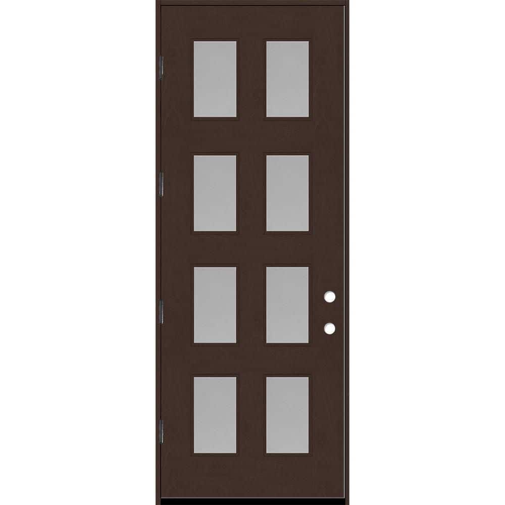 Regency 42 in. x 96 in. 8L Modern Clear Glass RHOS Chestnut Stained Fiberglass Prehung Front Door w/4 in. Jamb price history on PriceWatchPro