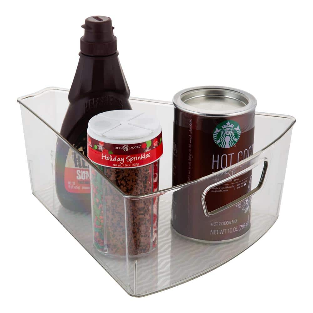 Clear Triangular Lazy Susan Organizer Bins with Handles, 2 Pack