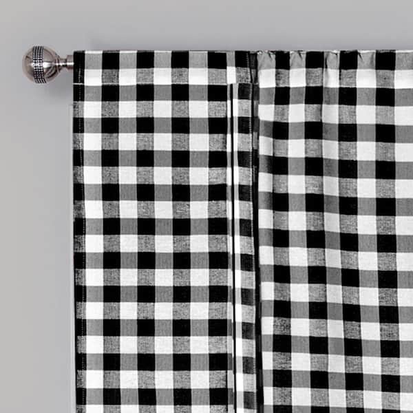 Buffalo Check 42 in. W x 63 in. L Polyester/Cotton Light Filtering Window Panel in Black
