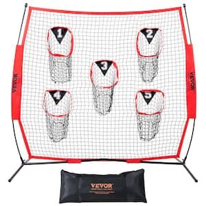 Football Trainer Throwing Net 6 ft. x 6 ft. Training Throwing Target Practice Net with 5 Target Pockets in Red