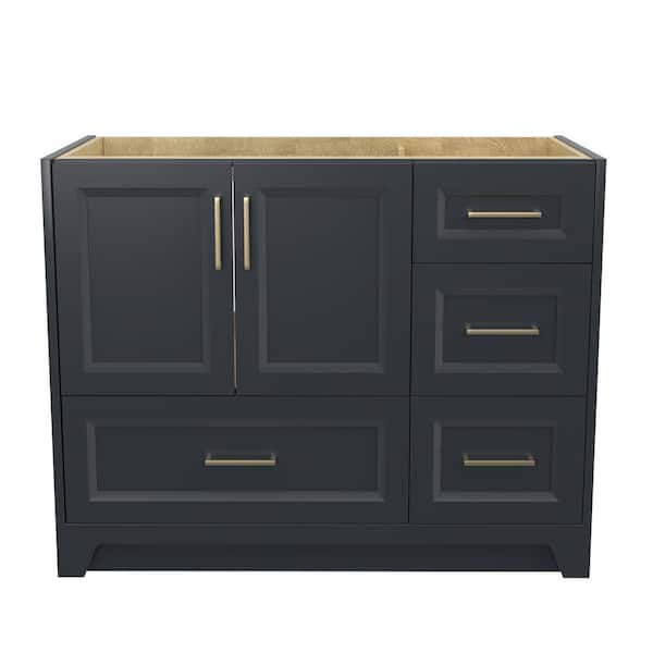 Zeafive 42 in. W x 21.5 in. D x 33.5 in. H Solid Wood Left Sink Bath Vanity Cabinet without Top in Charcoal Gray Assembled