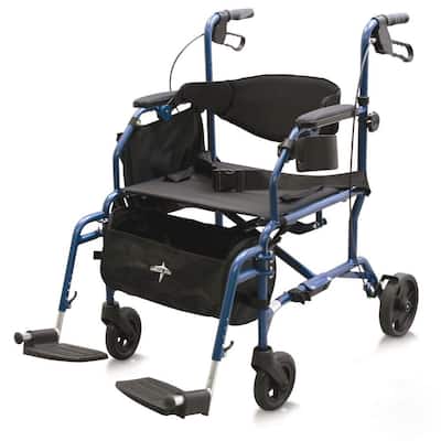 Combination Rollator/Transport Wheelchair in Blue