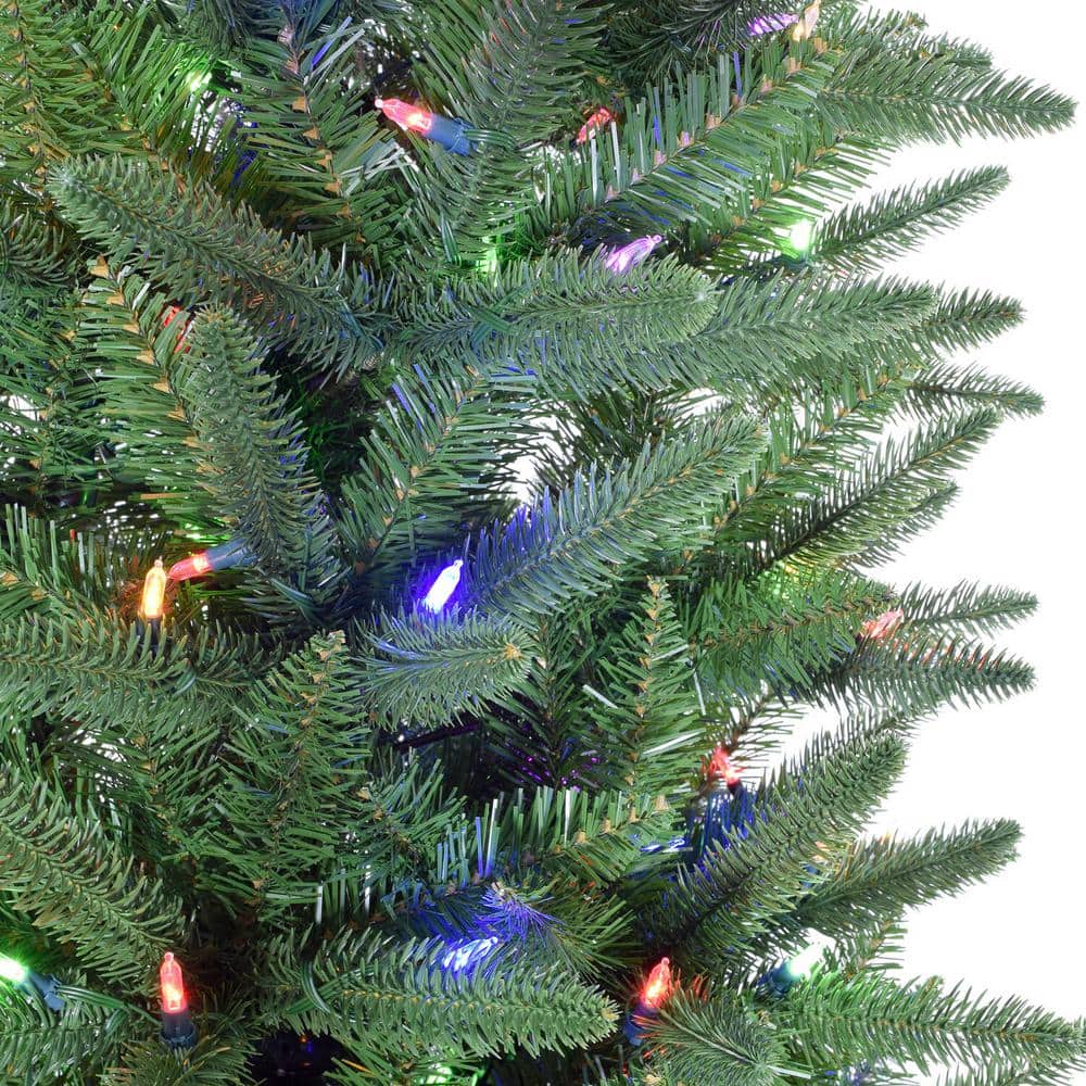 Slim Windsor Pine 6.5 ft Artificial Christmas Tree with Multi-Color LED Lights