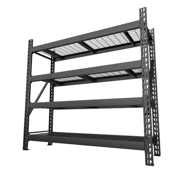 72 in. Tall 4-Tier Metal Heavy-Duty Adjustable Garage Shelving Unit Standard Bookcase in Black