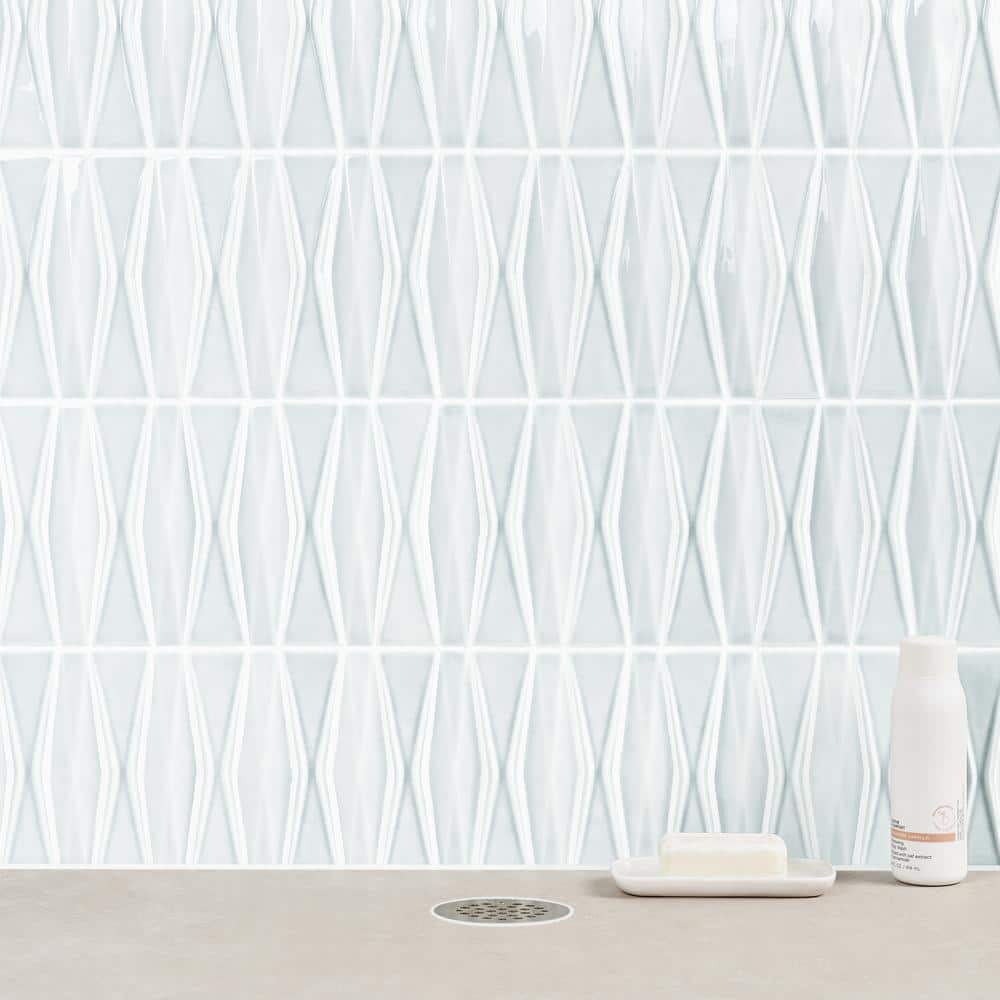 Arctic Blue 2x8 Crackled Glossy Glass Mosaic Tile