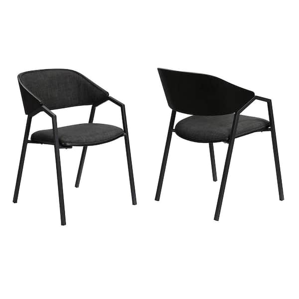 Armen Living Austin Charcoal Modern Dining Accent Chairs (Set of 2)