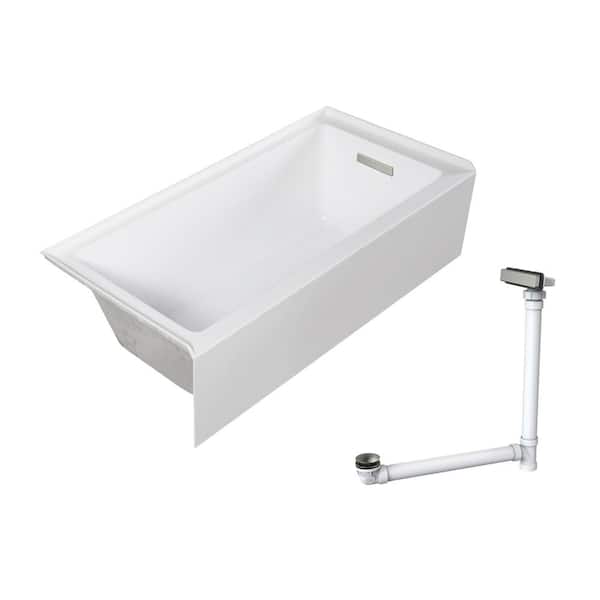 Unity 60 in. x 32 in. Soaking Bathtub with Right Drain in White/Brushed Nickel
