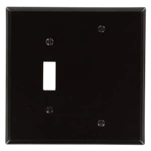 1-Gang Brown 1-Toggle / 1-Blank Plastic Midway/Midsize Wall Plate (1-Pack) 80506