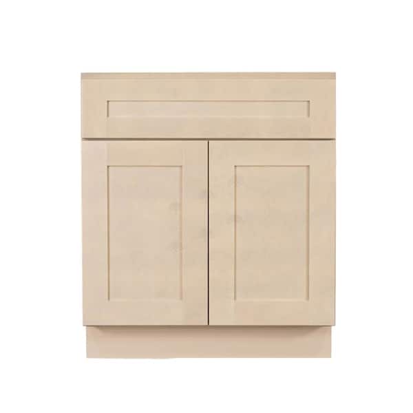 LIFEART CABINETRY Lancaster Shaker Assembled 30x34.5x24 in. Base Cabinet with 2 Doors and 1 Drawer in Stone Wash