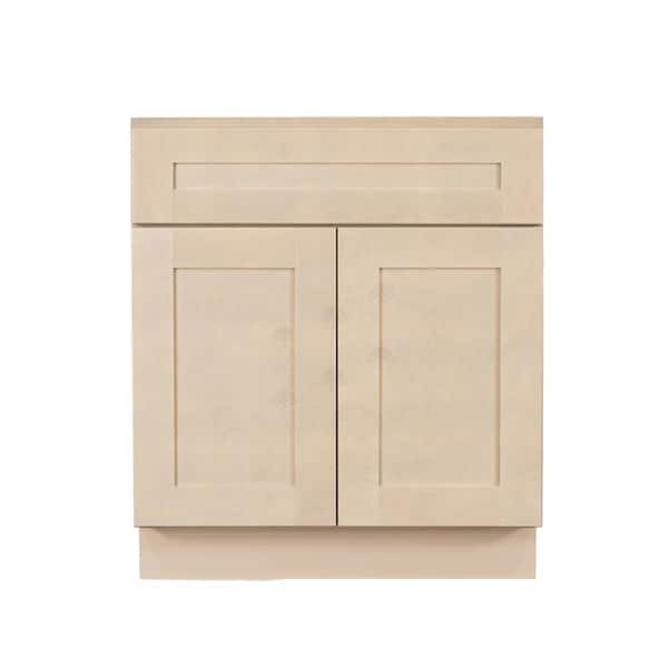 Lancaster Shaker Assembled 27x34.5x24 in. Sink Base Cabinet with 2 Doors in Stone Wash