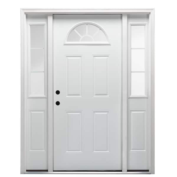MMI Door 68.5 in. x 81.75 in. Internal Grilles Right-Hand Inswing 1/4-Lite Clear Painted Steel Prehung Front Door with Sidelites