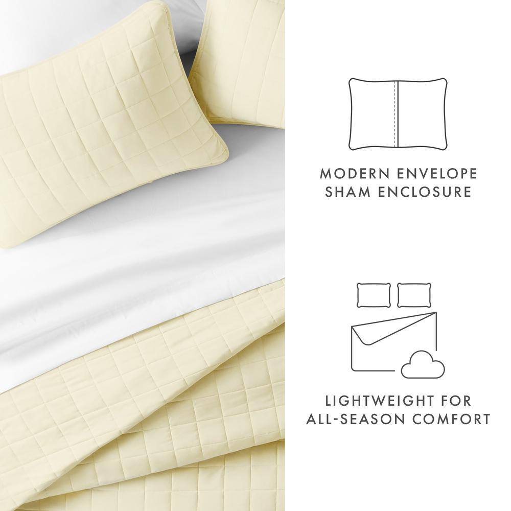 Yellow Twin Microfiber Quilt Set with Pillow Sham