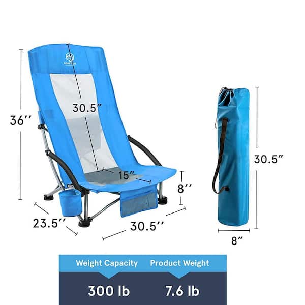 Pair of Outdoor Lounge Folding Beach and Camping Chair w cup holder & carry bag 