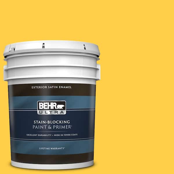 BEHR ULTRA 5 gal. #360B-6 Flame Yellow Satin Enamel Exterior Paint & Primer