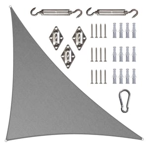 12 ft. x 12 ft. x 17 ft. 190 GSM Grey Right Triangle Sun Shade Sail with Triangle Kit