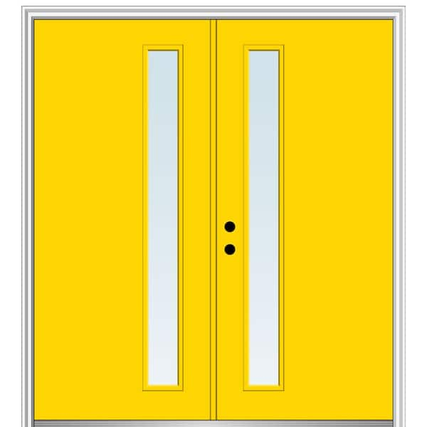 MMI Door 64 in. x 80 in. Viola Right-Hand Inswing 1-Lite Clear Low-E Painted Fiberglass Smooth Prehung Front Door