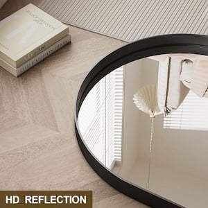 24 in. W x 36 in. H Arched Black Aluminum Alloy Deep Framed Wall Mirror