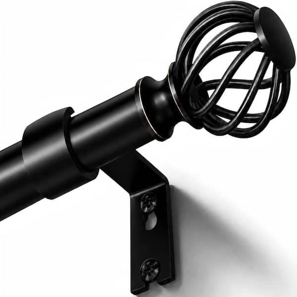 36-144in Matte Black Heavy Duty Adjustable Curtain Rod for Multi-Room Use