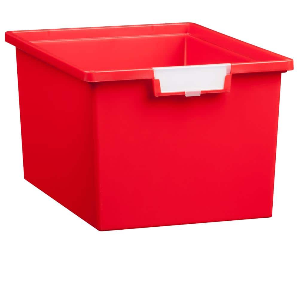 5.5 Gal. 9 in. Slim Line Triple Depth Storage Tote in Primary Red