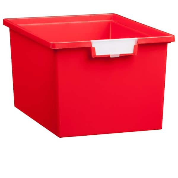 Unbranded 5.5 Gal. 9 in. Slim Line Triple Depth Storage Tote in Primary Red