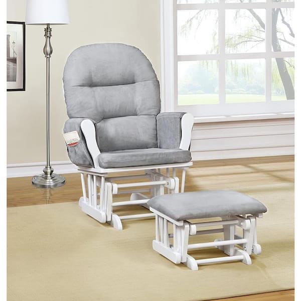MAYKOOSH White/Gray Glider and Ottoman Set Nursery Rocking Chair with  Ottoman for Breastfeeding , Maternity, Reading, Napping 81677MK - The Home  Depot