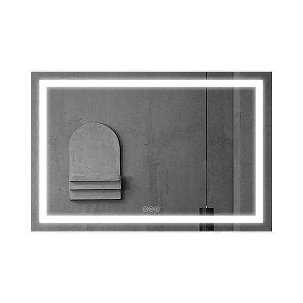 INSTER Luminous 48 in. W x 32 in. H Rectangular Frameless LED Lighted Wall Mounted Anti-Fog Bathroom Vanity Mirror