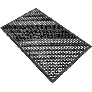 36 in. x 60 in. Black Anti-Fatigue Rubber Floor Mats Durable Non Slip for Indoor Outdoor Garage