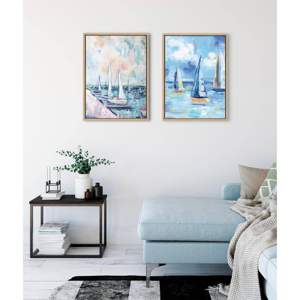 Natural Coastal Sailboat Print on Canvas with Polystyrene Frame