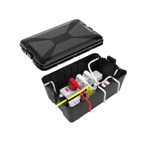 12.6 in. x 8.3 x 5.2 in. Black Large Outdoor Electrical Box Waterproof IP54 Extension Cord Cover with 7 Cable Seal Entry