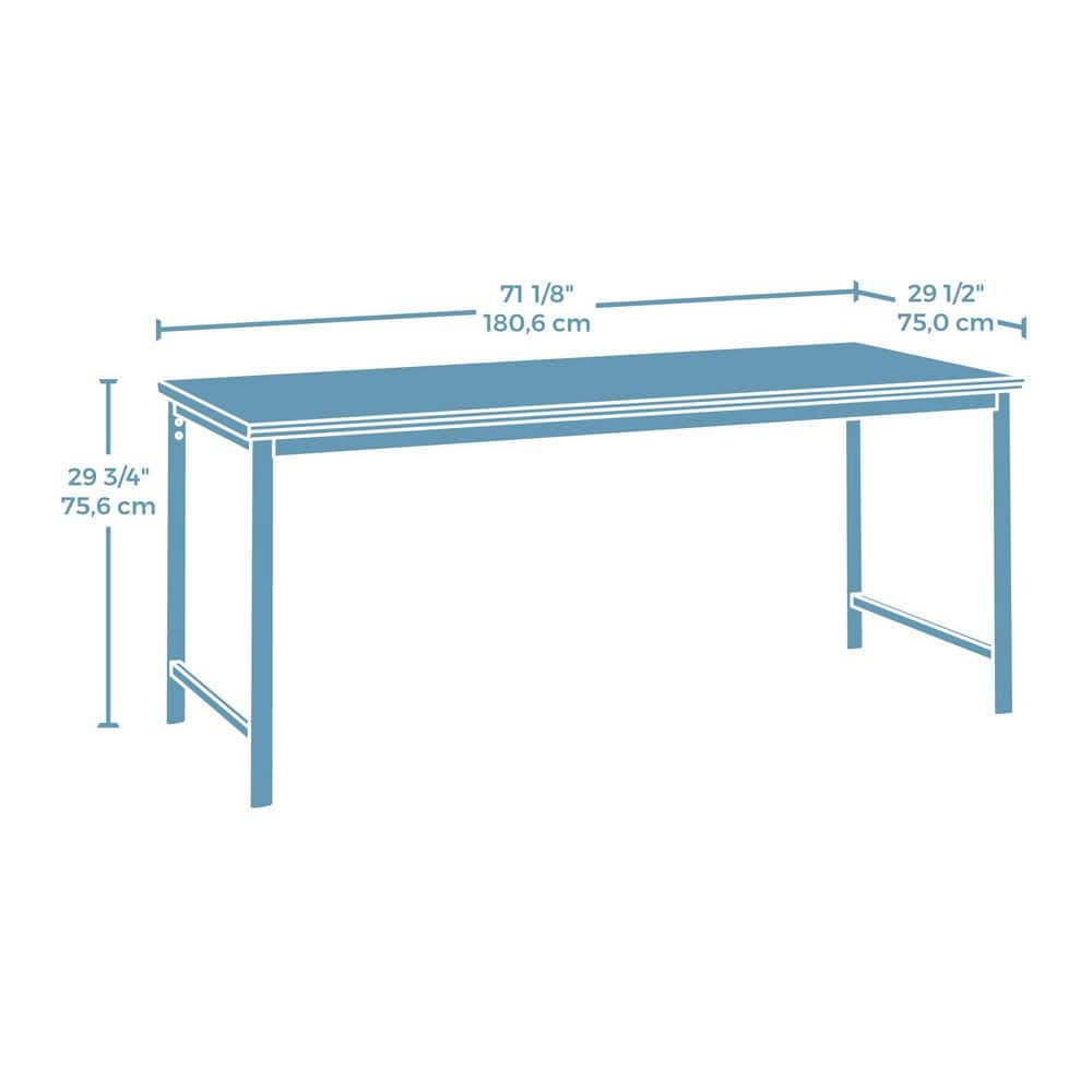 Bergen Circle Kiln Acacia 72" Melamine Office Desk with Metal Frame