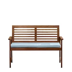 24 in. D x 48 in. W x 35 in. H Outdoor Brown Eucalyptus Wood Garden Bench Farmhouse Chic Slatted Bench