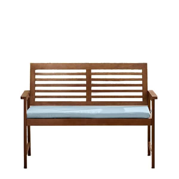 Afoxsos 24 in. D x 48 in. W x 35 in. H Outdoor Brown Eucalyptus Wood Garden Bench Farmhouse Chic Slatted Bench