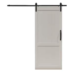 36 in. x 84 in. Millbrooke White H Style PVC Vinyl Sliding Barn Door with Hardware Kit - Door Assembly Required