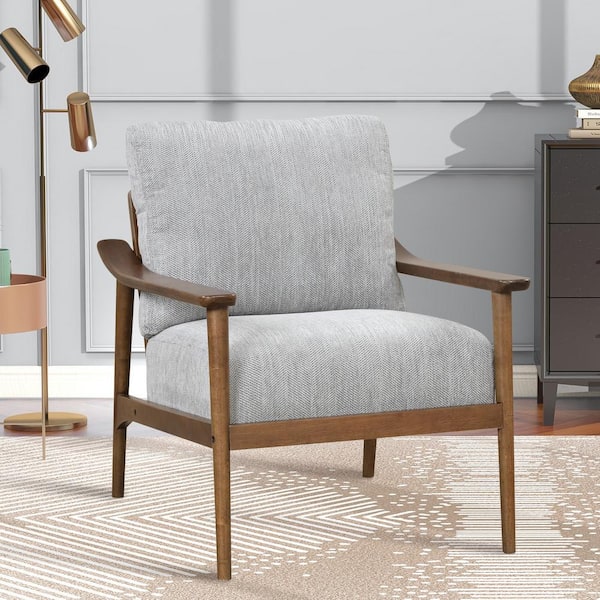Nestfair 25 in. Brown Upholstered Linen Arm Chair with Cushions