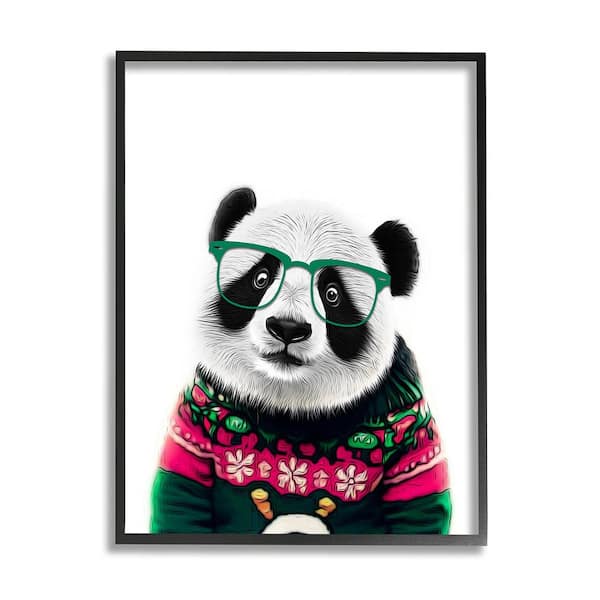 Stupell Industries Panda in Holiday Sweater by Annalisa Latella 1-Piece Framed Graphic Print Animal Poster Art Print 30 in. x 24 in.