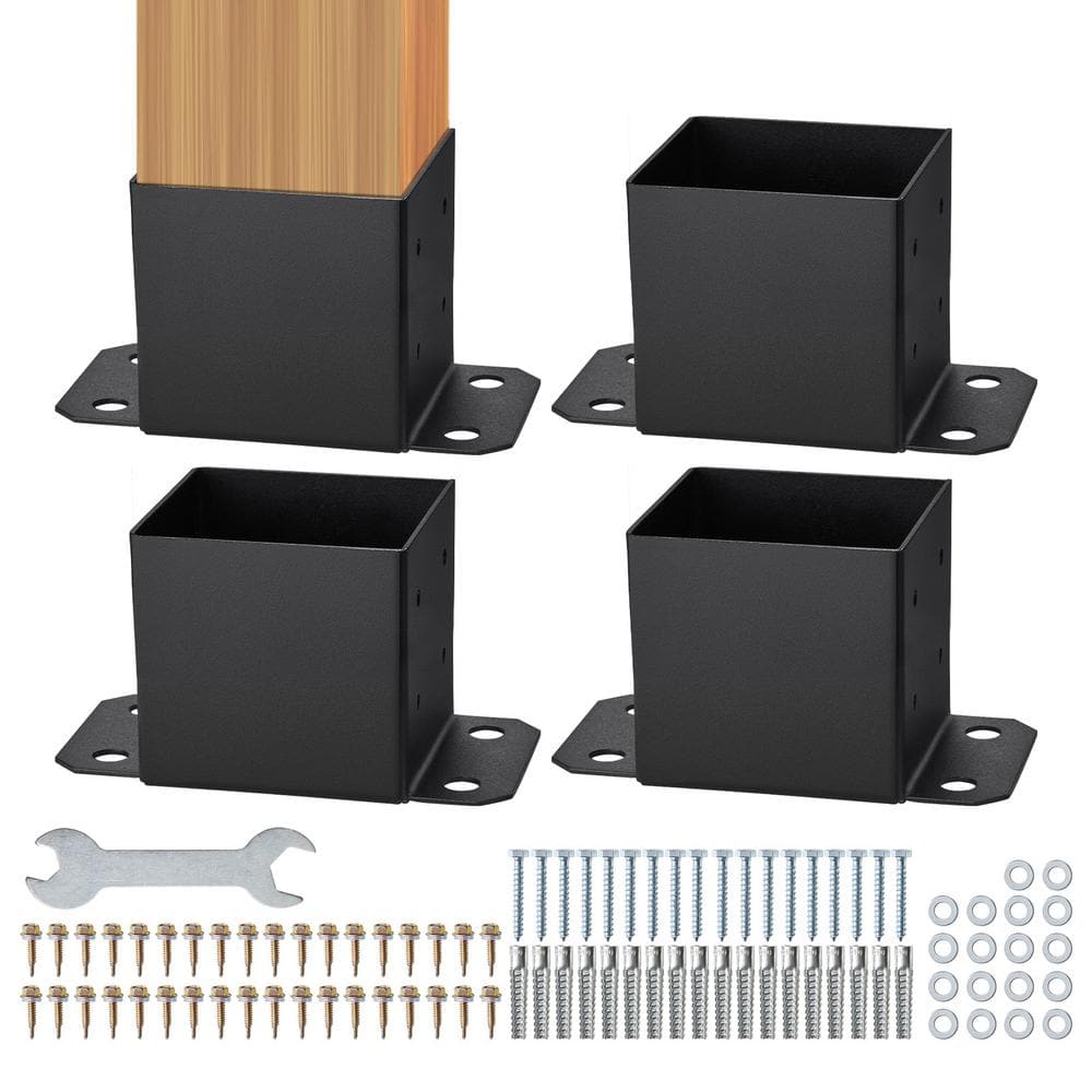 6 x 6 Post Base 4-Pieces, Inner Size 5.6 x 5.6 in. Post Base Brackets, Heavy Duty Powder-Coated Post Anchor Matte Black price history on PriceWatchPro