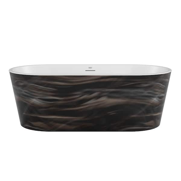 CELESTE 67 in. x 32 in. Soaking Bathtub with Center Drain in Midnight Black