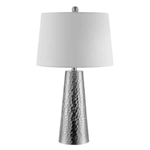 Batul 30 in. Nickel Table Lamp with White Shade