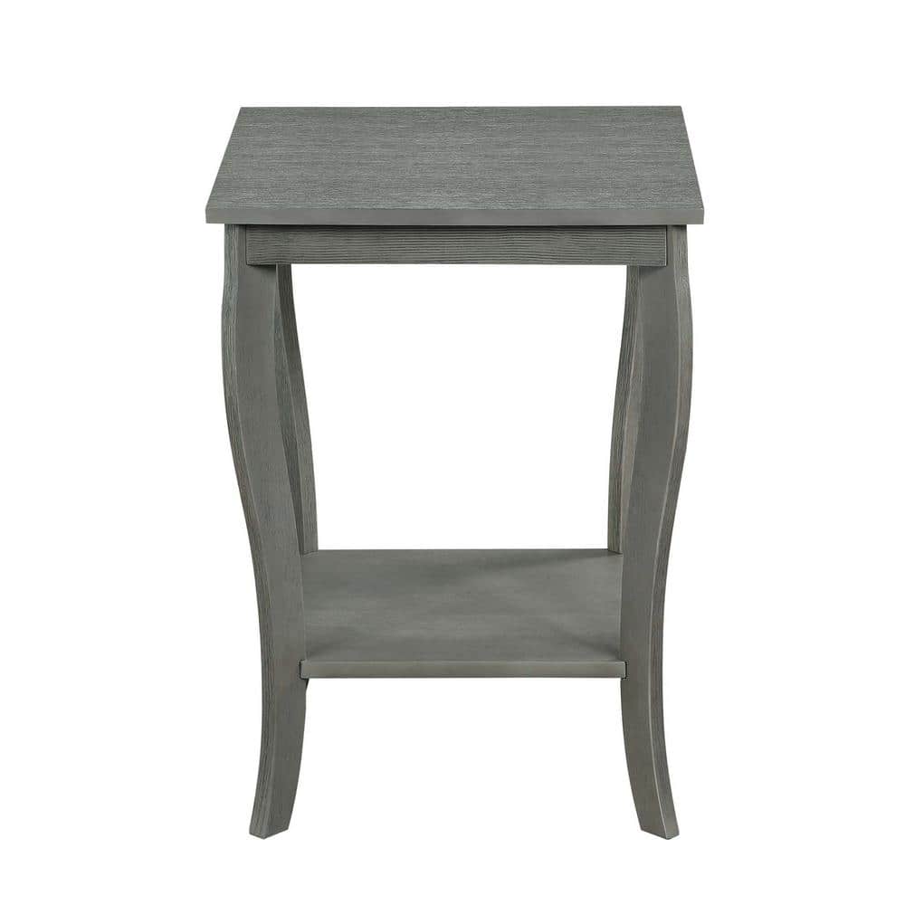 Transitional Wirebrush Dark Gray Square End Table with Shelf