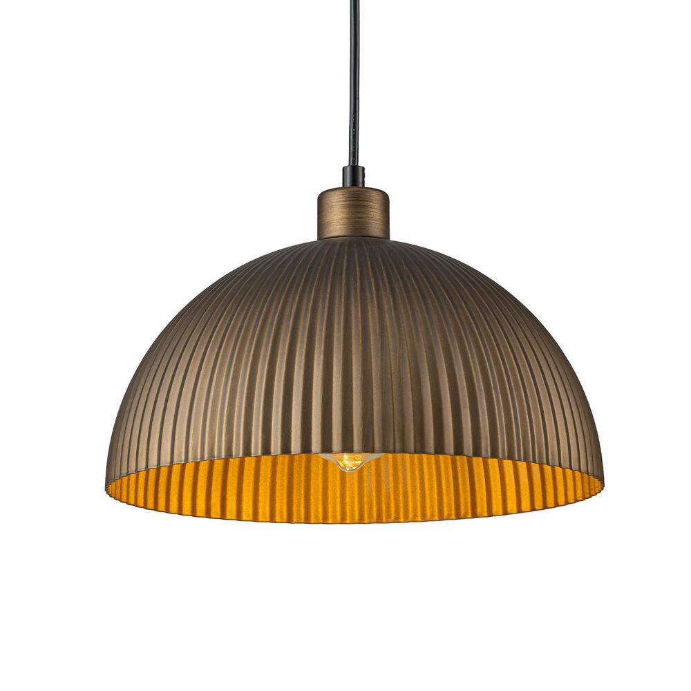 "12"" 1-Light Antique Bronze Dome Pendant Light with Ribbed Metal Shade for Kitchen Island Dining Room" price history on PriceWatchPro