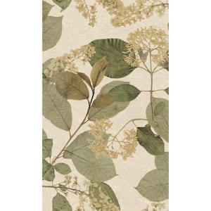 Cream Green Tropical Leaf Print Double Roll Non-Woven Non-Pasted Textured Wallpaper 57 Sq. Ft.