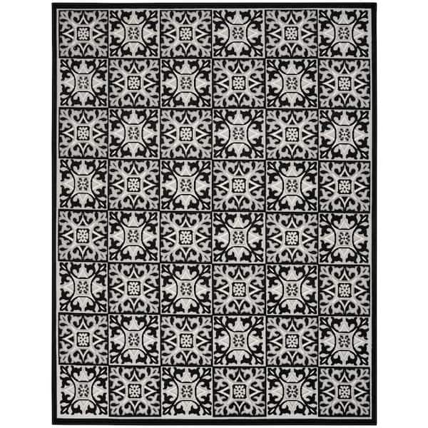 Nourison Aloha Black White 4 ft. x 6 ft. Geometric Contemporary Area Rug