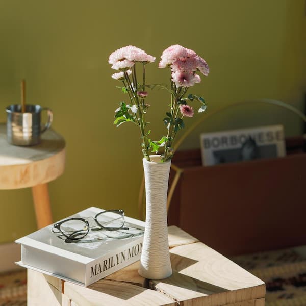 Uniquewise Contemporary Ceramic Marble Look Design Table Vase Geometric  Flower Holder Decor