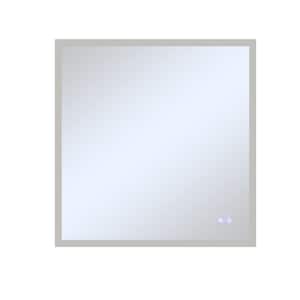 36 x 36 in. Silver Square Touch Button Defogger Frameless LED Illuminated Bathroom Wall Mirror