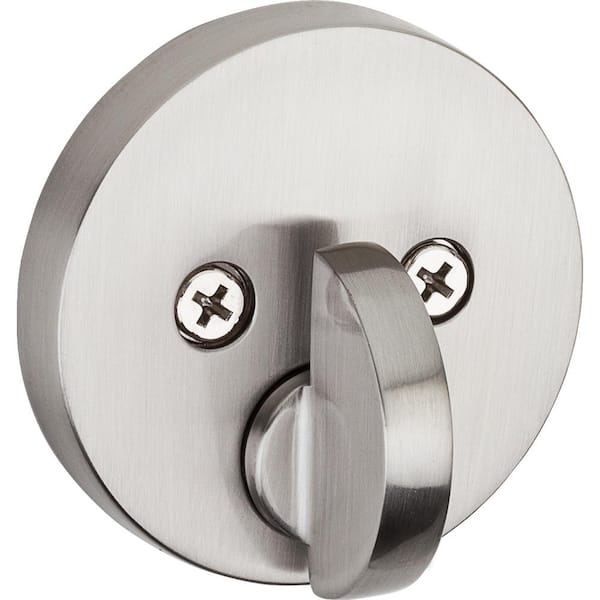 Uptown Low Profile Satin Nickel Single Cylinder Round Contemporary Deadbolt featuring SmartKey Security